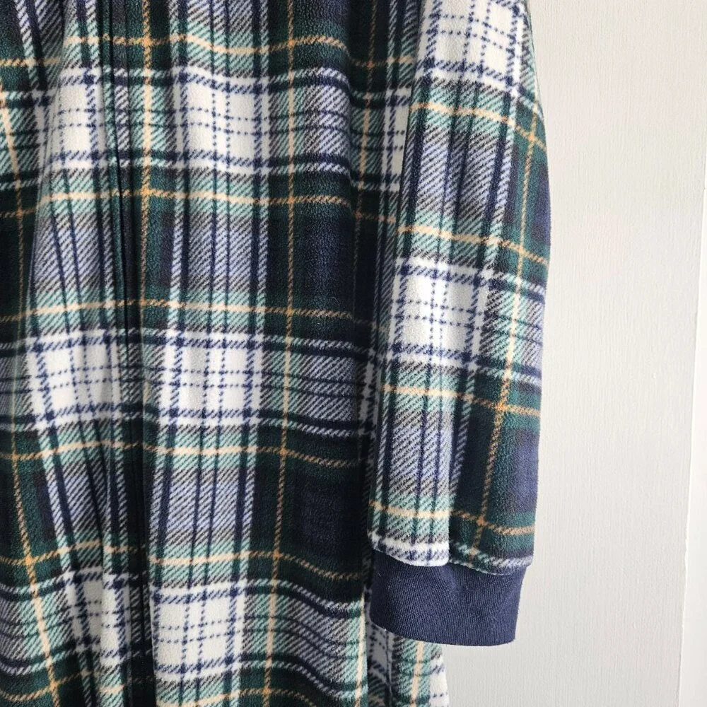 Children's Place Adult Buffalo Plaid Fleece One Piece Medium Pajama Set