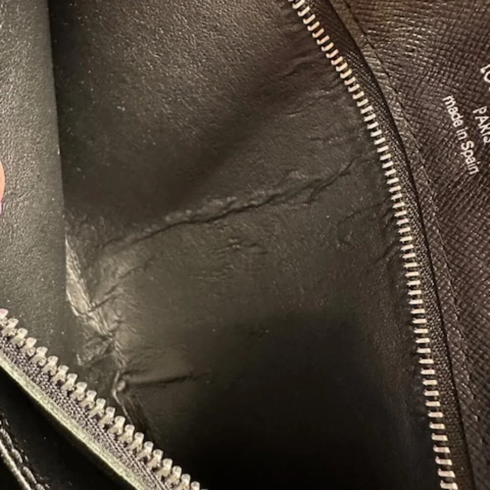 Louis Vuitton LV Black Taiga Leather Selenga Clutch Wristlet + COA
