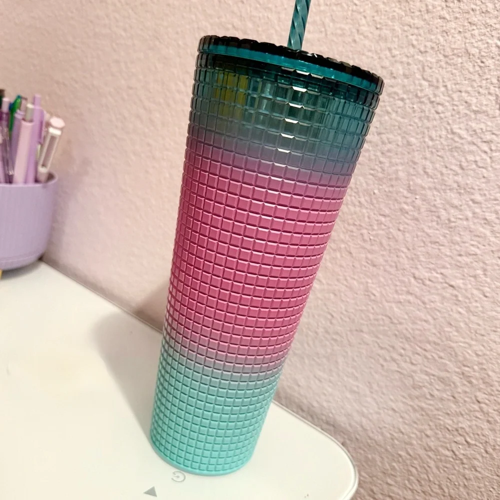 Starbucks Pink and Teal Textured Tumbler (NWOT)