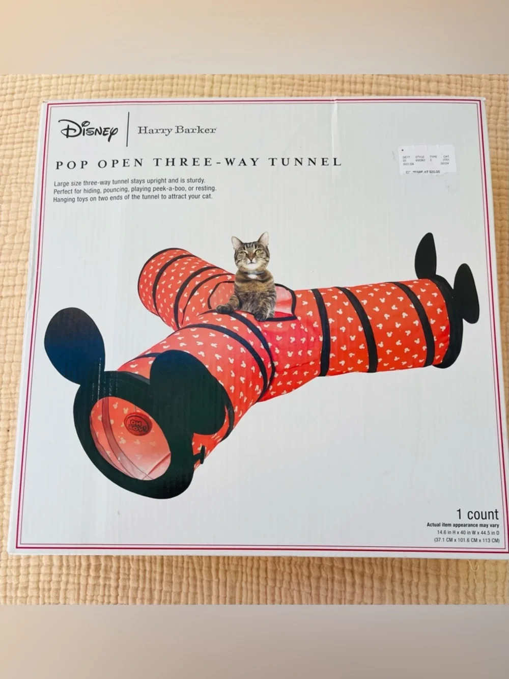 Disney Mickey Mouse Pop Open Three Way Cat Tunnel Play Toy Mat Harry Barker New