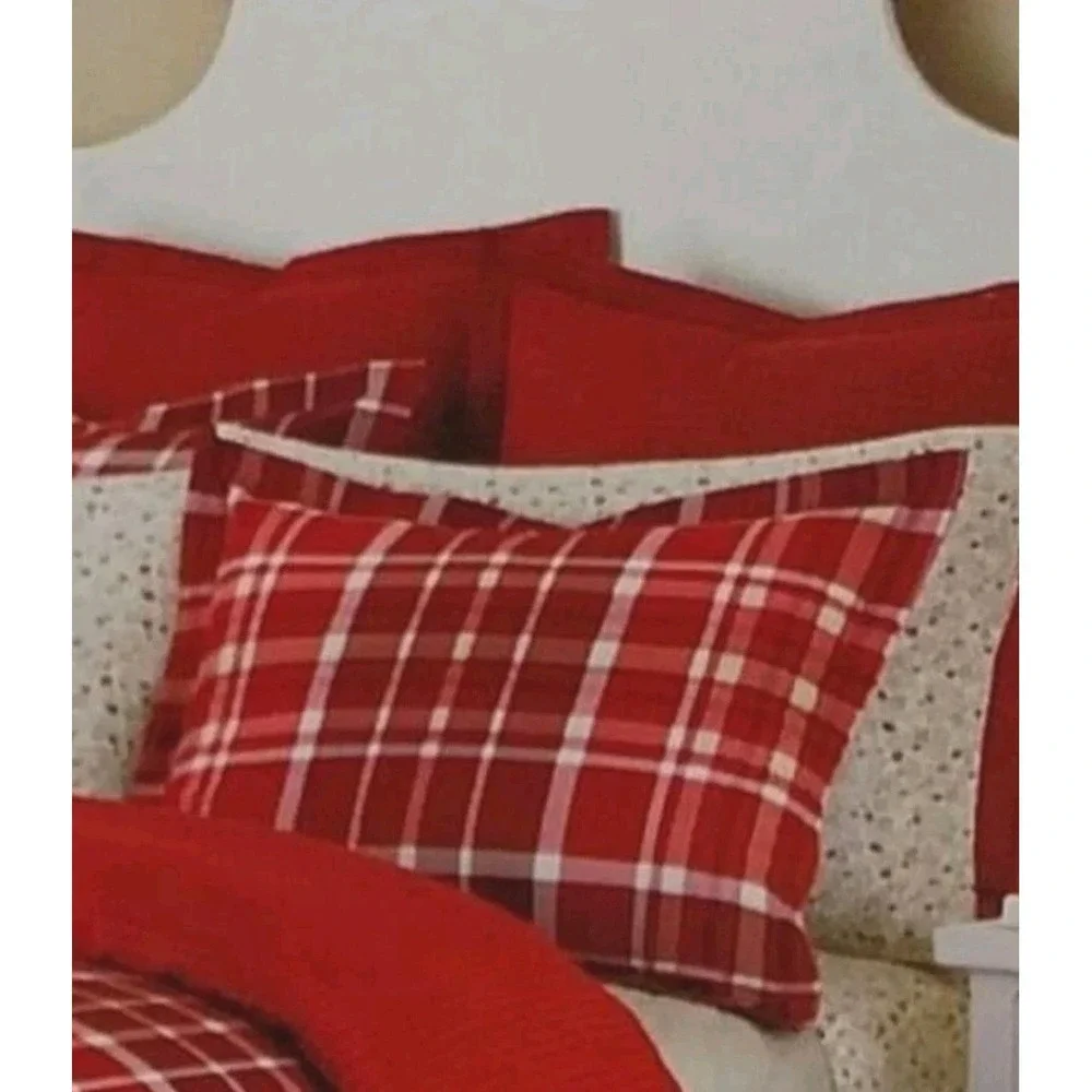 Martha Stewart Collection Winter Tartan Red Flannel Pillow Shams Set Of Two
