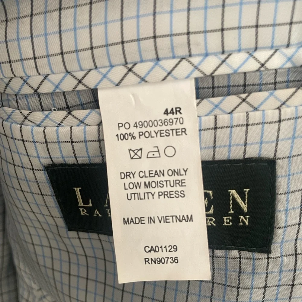 Lauren Ralph‎ Lauren Mens 44R Black Two Button Blazer Sport Coat Classic Capsule