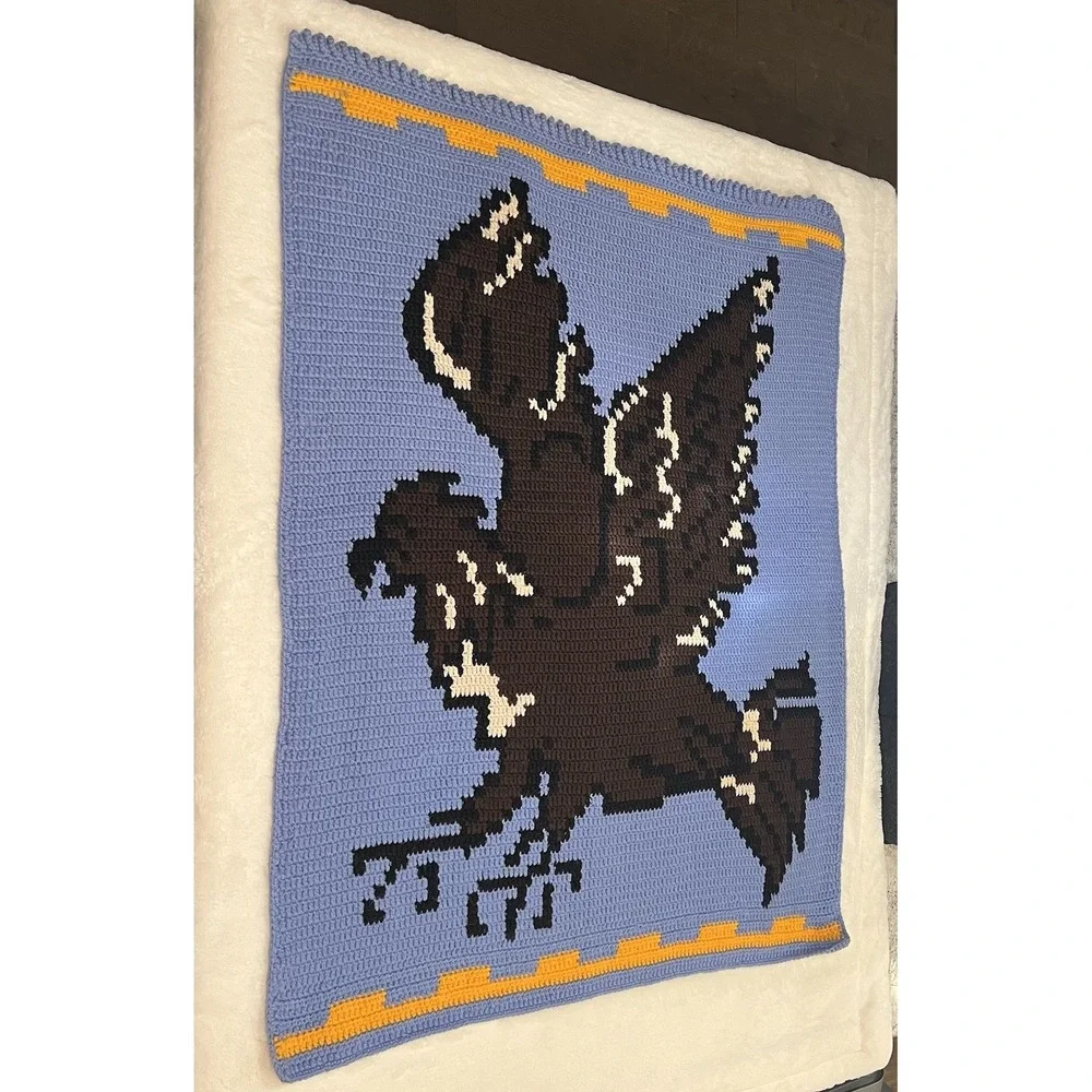 Handmade Crochet Lap Blanket Eagle ONE OF A KIND Cottagecore Granny 31x42 AUBURN