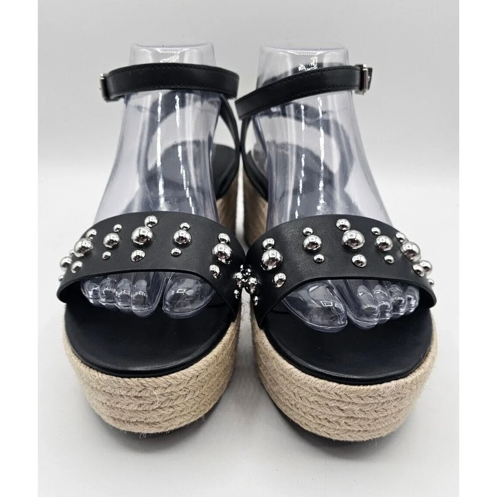 Marc Fisher Womens Joyce Sandals‎ Size 10M Black Vegan Leather Studded Platform
