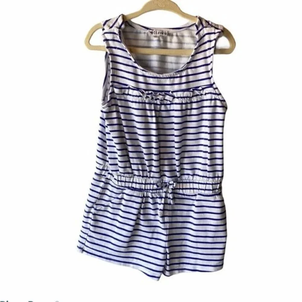Art & Eden Nelli Romper Organic Blue Stripe Sz 5