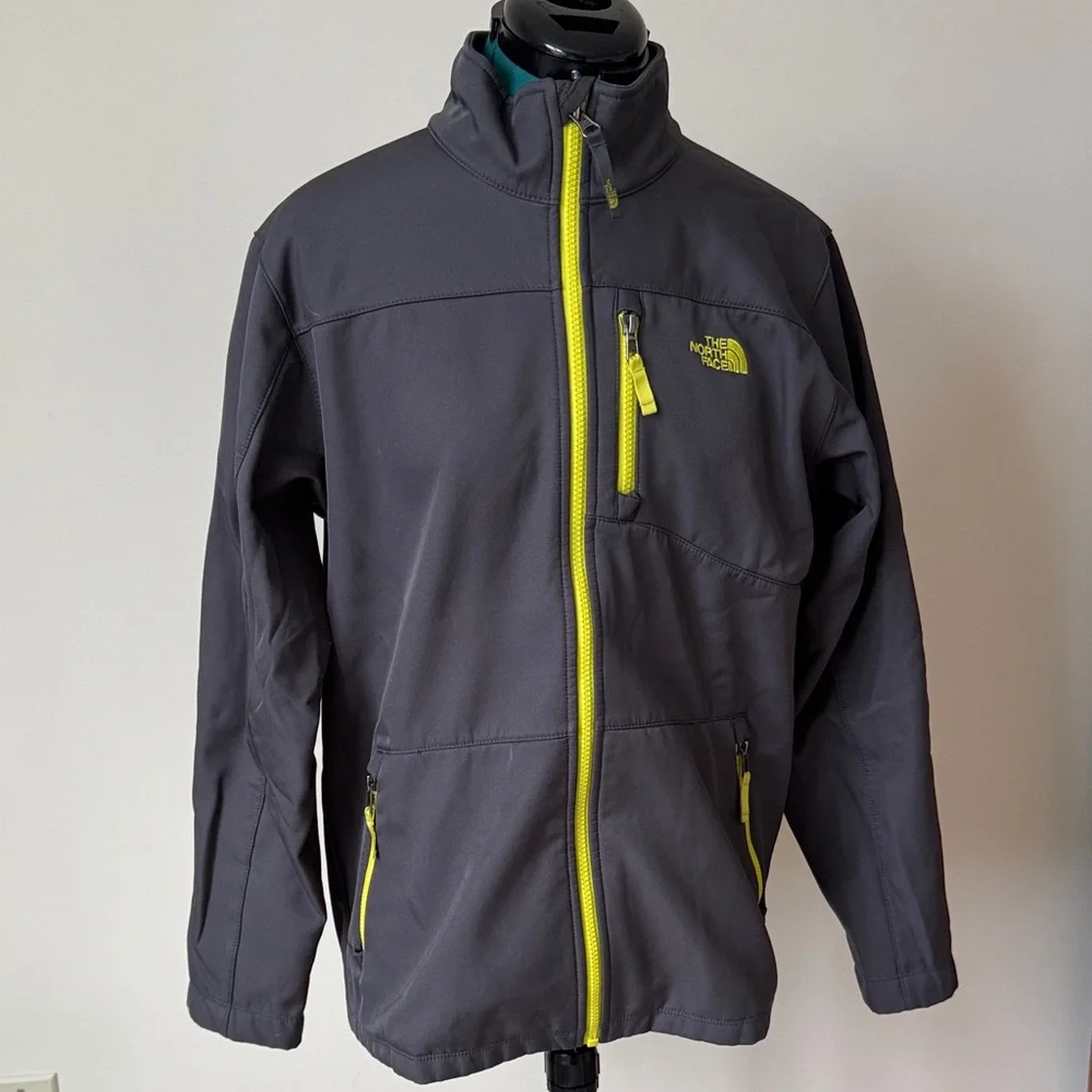 The North Face Gray Soft Shell Fleece Lined Full Zip Jacket Boys XL 18/20
