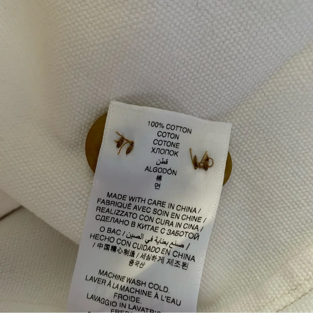 NWT Doen Pascual Cotton Denim Jean Corduroy Collar Button Barn Jacket Salt White