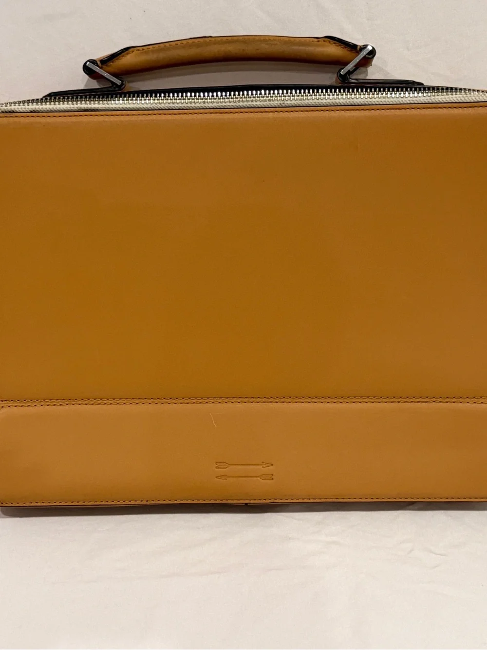 16” x 11” Genuine BEN MINKOFF Tan Camel Leather Laptop Briefcase Bag