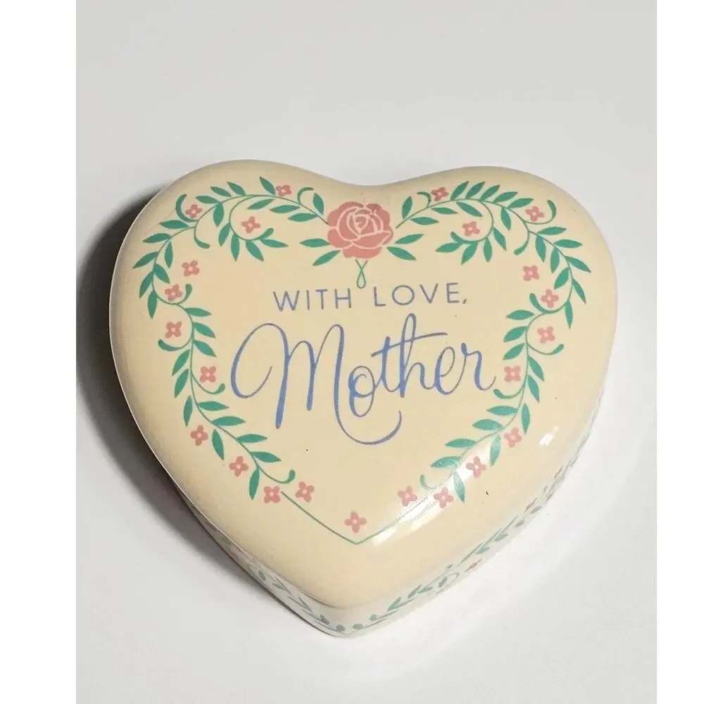 Vintage 1980s Ceramic Heart Trinket Box 