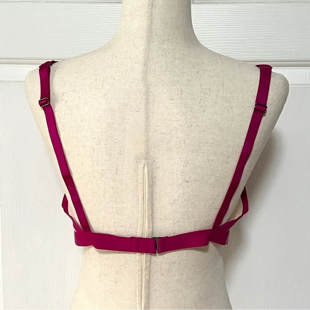 NWOT New Victoria’s Secret Unlined Mesh Plunge Bralette L Wicked Rose Beige Luxe