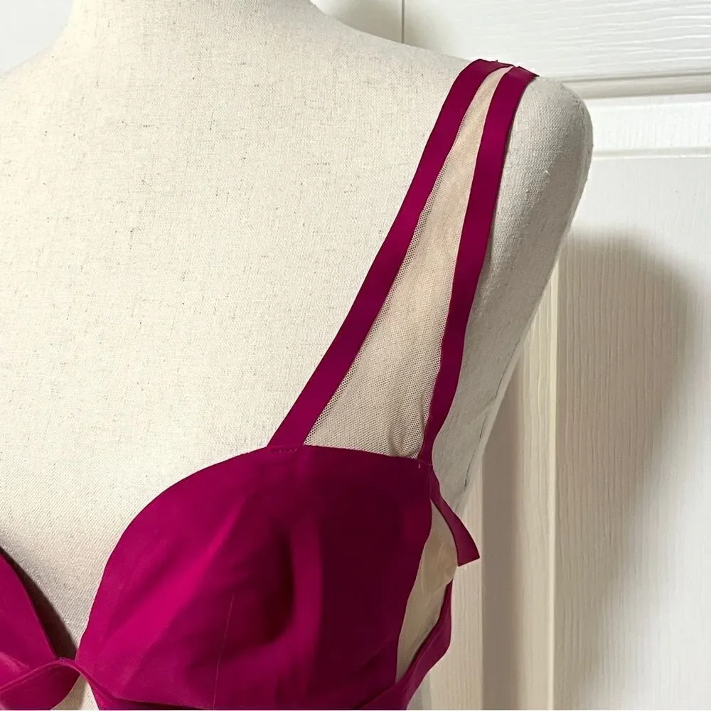 NWOT New Victoria’s Secret Unlined Mesh Plunge Bralette L Wicked Rose Beige Luxe