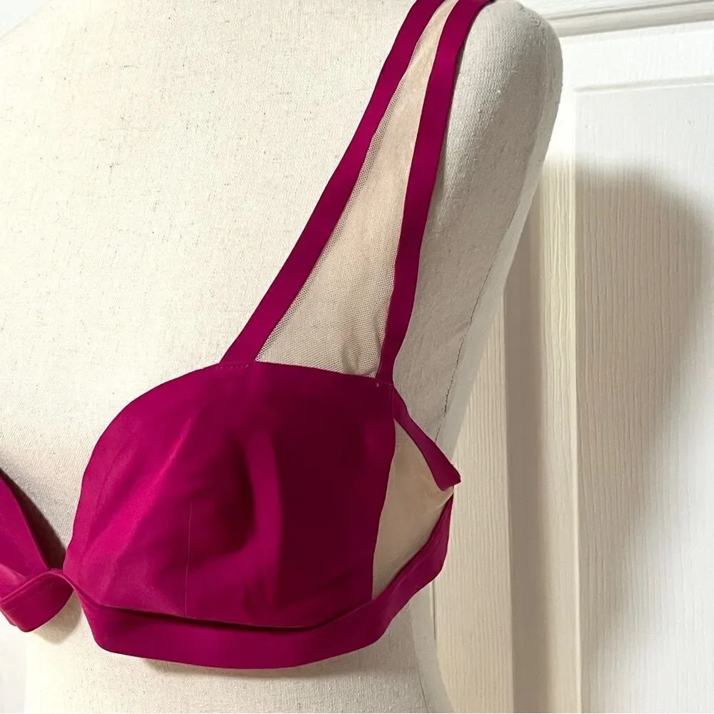 NWOT New Victoria’s Secret Unlined Mesh Plunge Bralette L Wicked Rose Beige Luxe