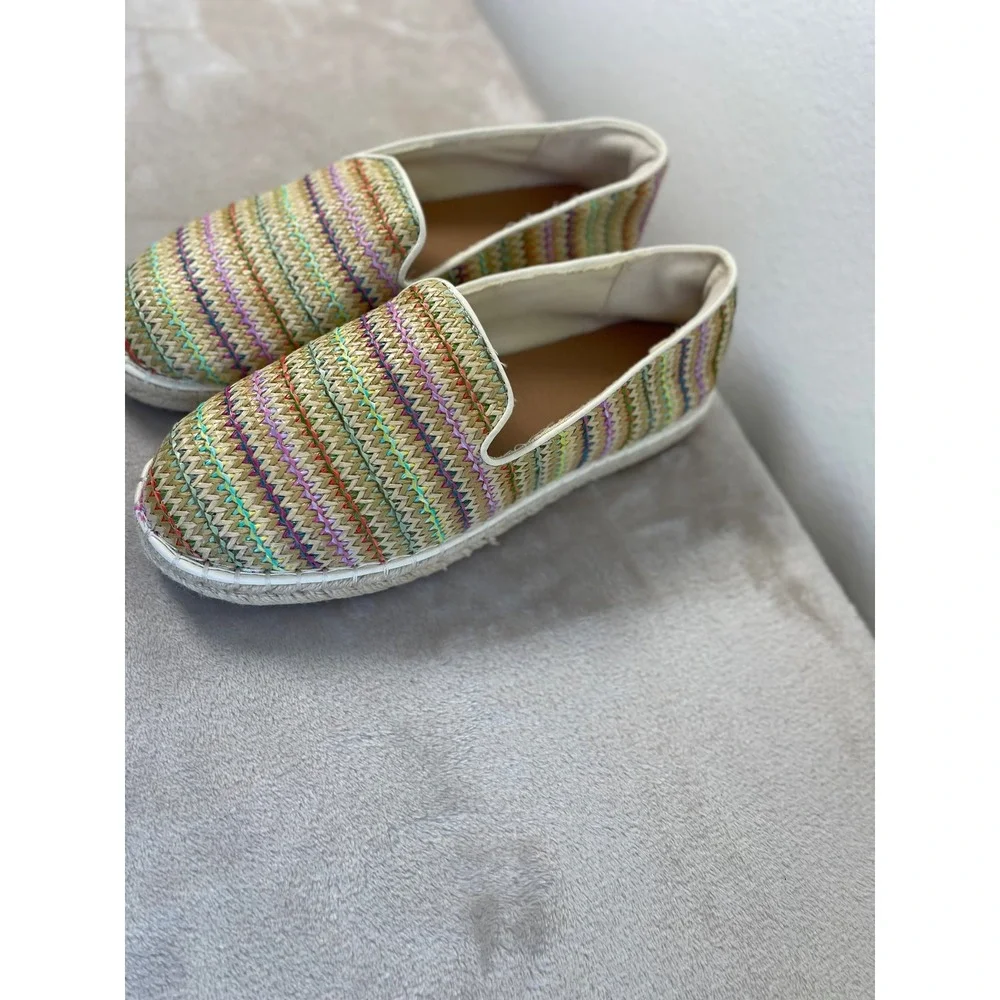 Universal Thread Womens Multi Color Woven Espadrille Slip On Flats Size 8