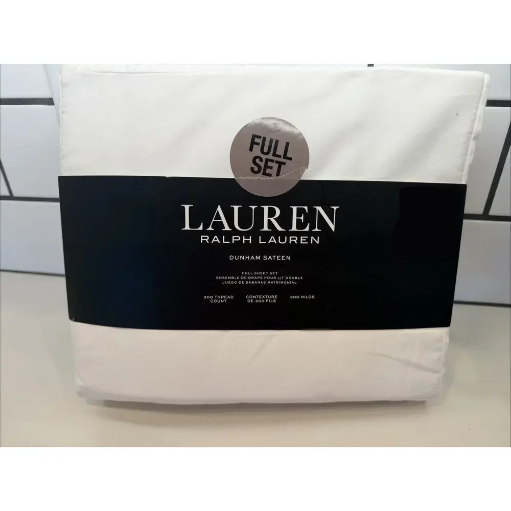 Lauren Ralph Lauren Dunham Sateen Full Sheet Set - White New!