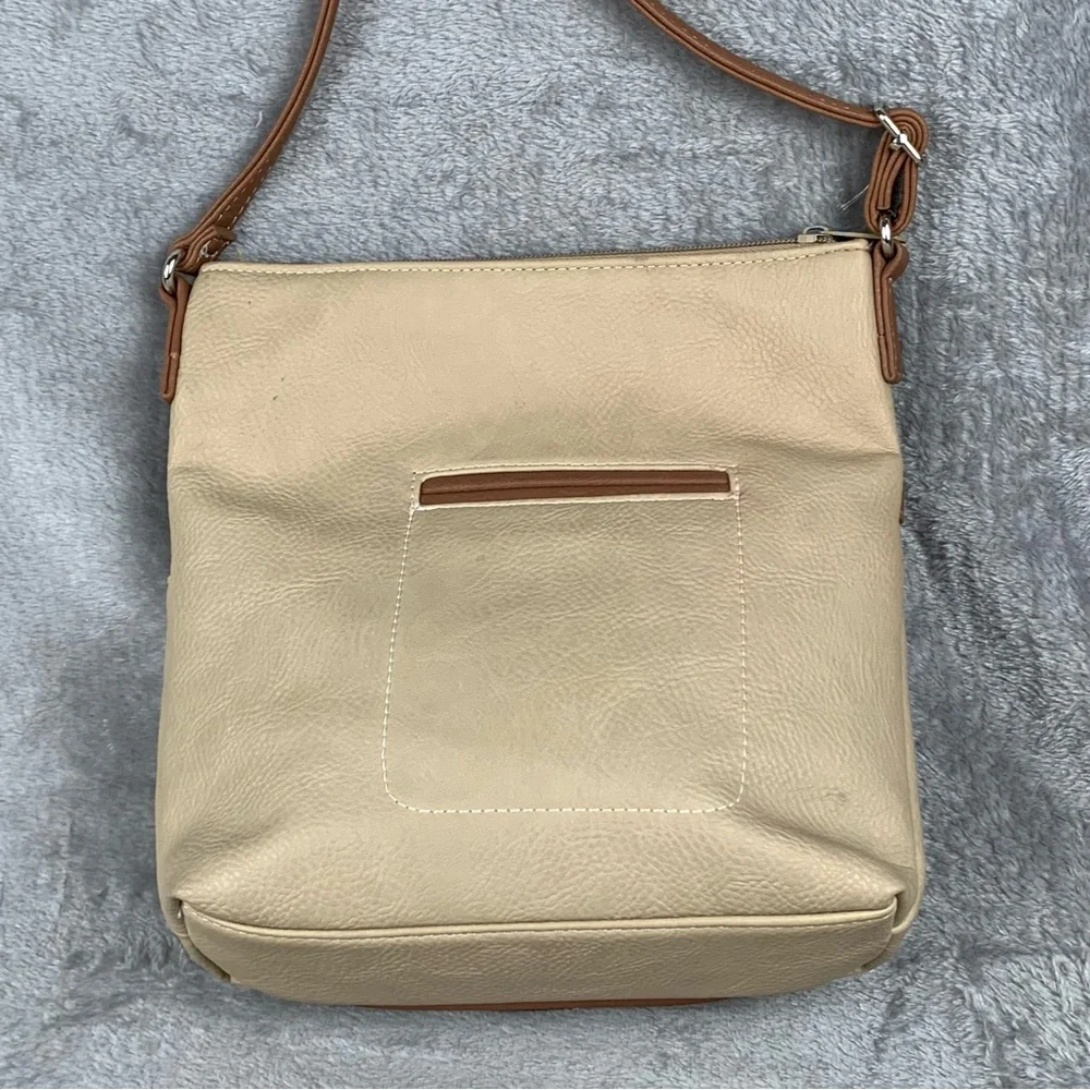 Multi Sac Crossbody‎ Bag Tan & Cream Lots Of Pockets Adjustable Travel Purse