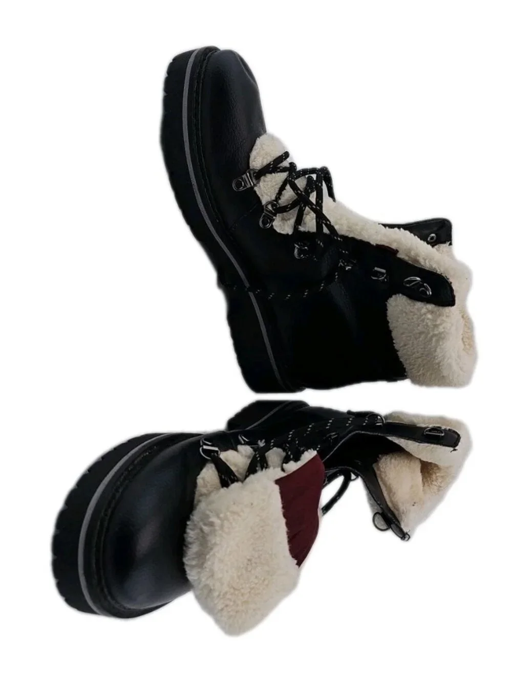 Tommy Hilfiger Mens 9.5 Winter Boots Black Faux Fur