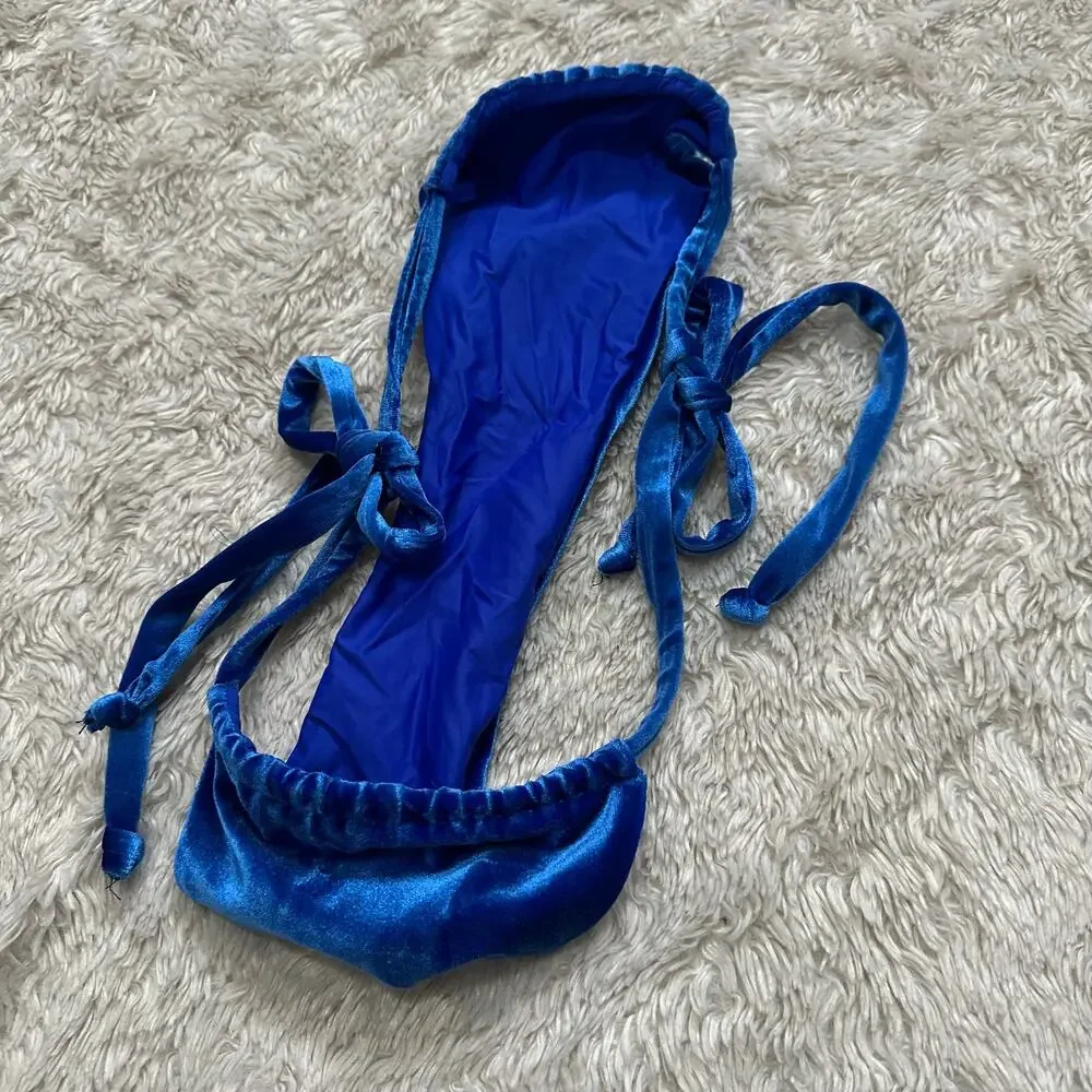 Frankies Bikinis Skimpy Blue Velvet Bikini Bottoms Medium Swimsuit Two Piece