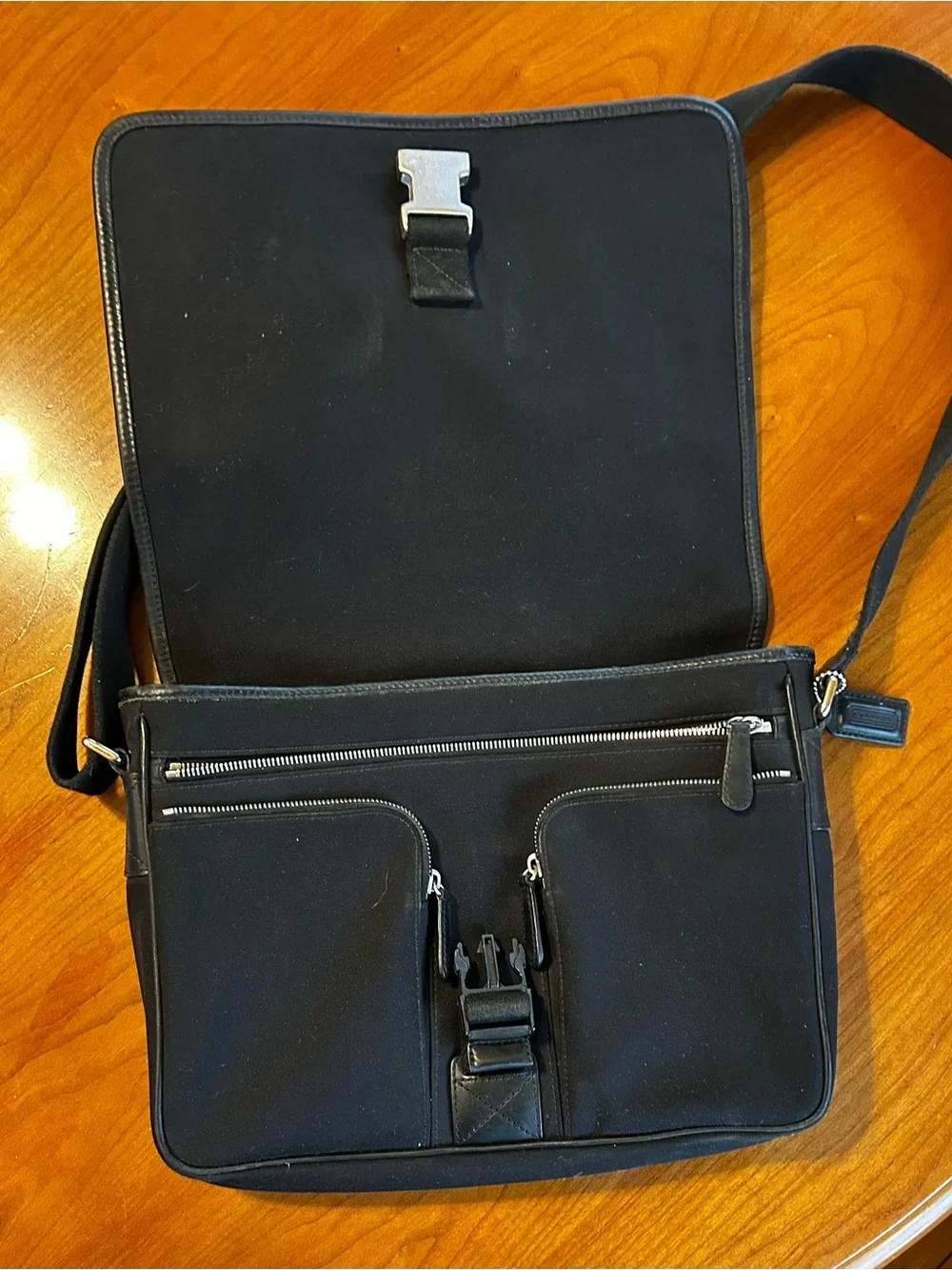 Coach Black Ballistic Nylon and Leather Messenger Laptop Bag G35-6411