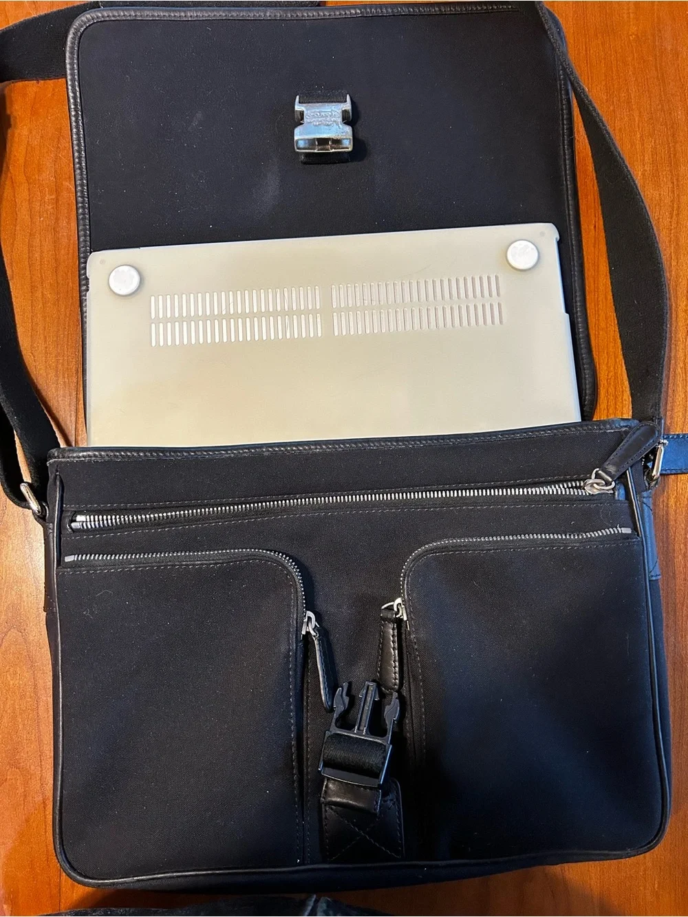 Coach Black Ballistic Nylon and Leather Messenger Laptop Bag G35-6411