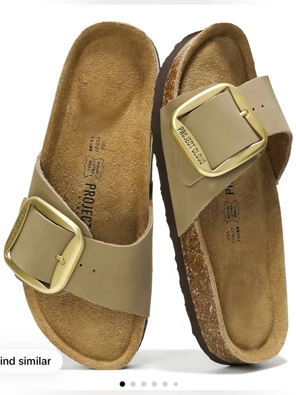 PROJECT CLOUD Buckle Slide Sandals in Taupe