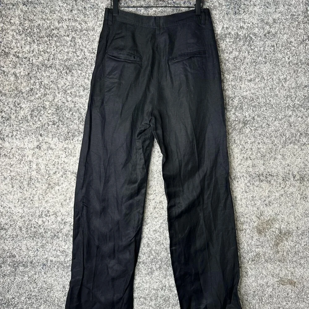 Anine Bing Pants Womens 38 Black Linen Blend Wide Leg Dress Trousers Work‎