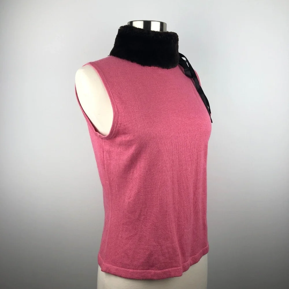 Grace Dane Lewis Knit Tank with Removable Faux Fur Collar Medium