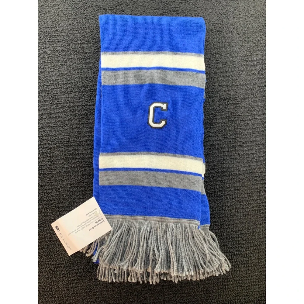 Holloway Men's Royal‎ Blue Gray White C Letter Rib Knit Tassel Scarf One Size