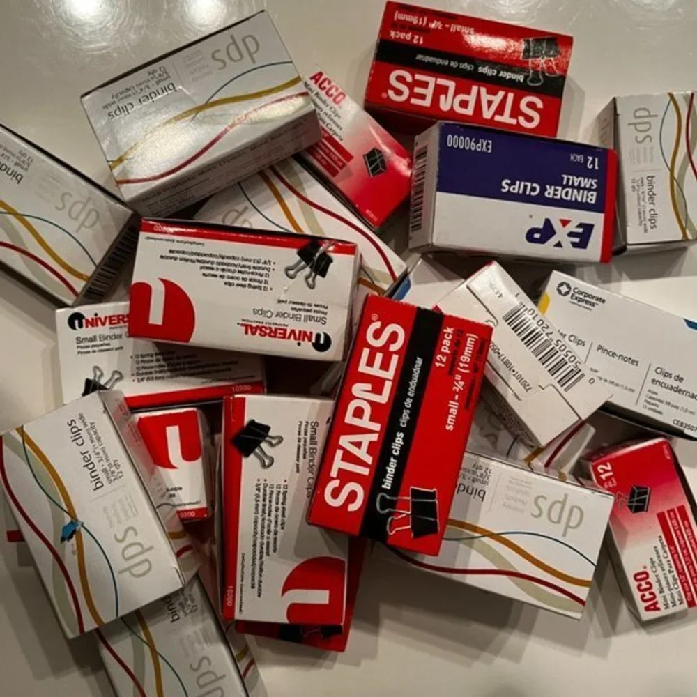 Binder Clips - Lot of 22 boxes‎ of varies sizes - new