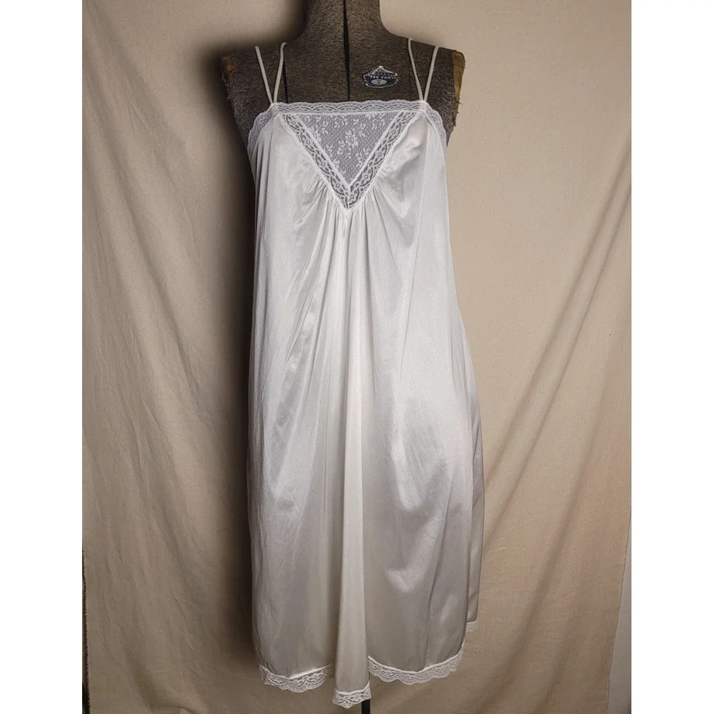 Vintage 60s‎ 70s Peignoir Nightgown Set Bed Coat White Bridal Slip M Gilead