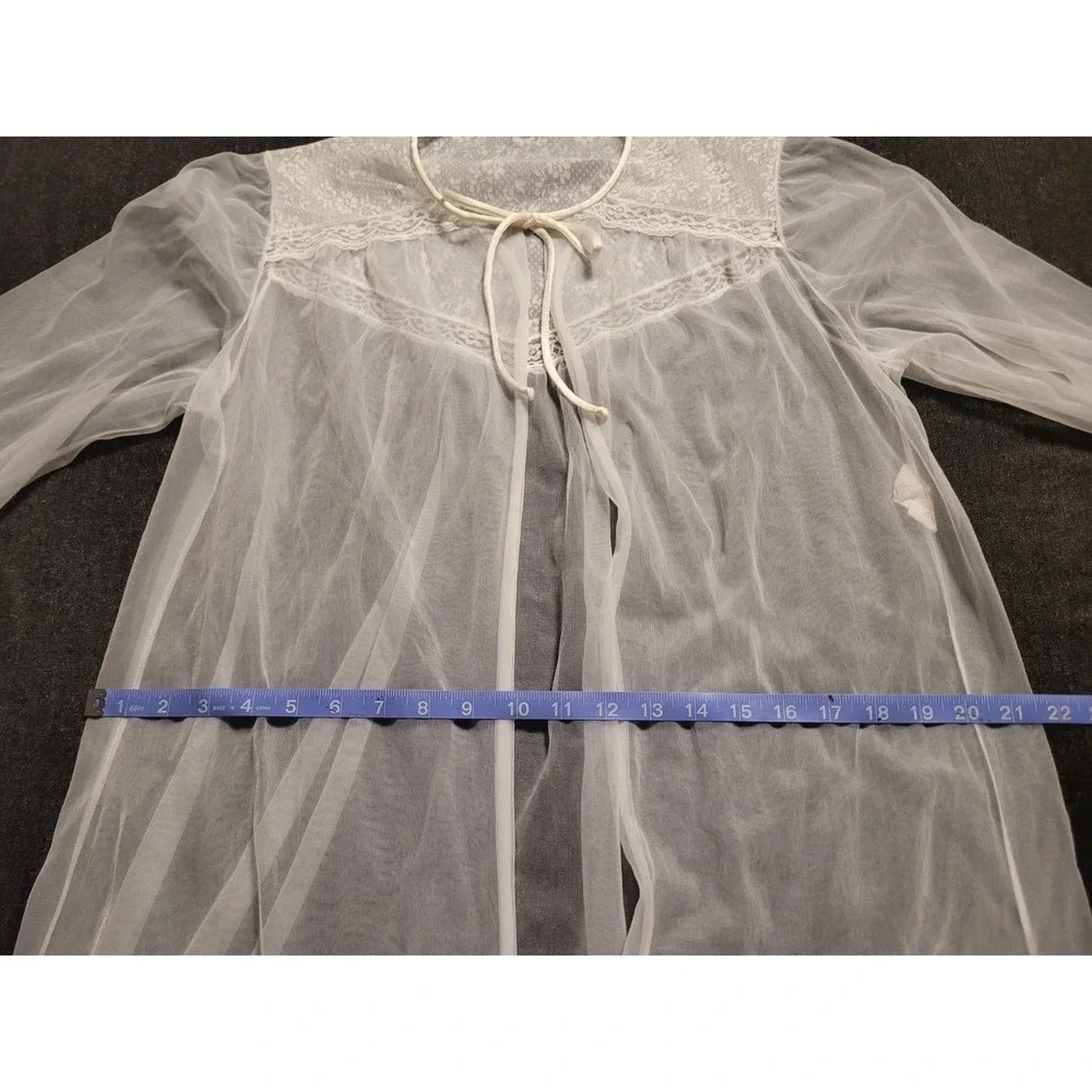 Vintage 60s‎ 70s Peignoir Nightgown Set Bed Coat White Bridal Slip M Gilead
