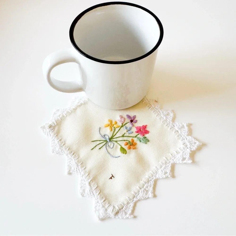 Handmade floral embroidered