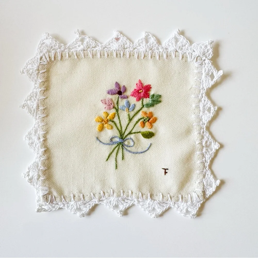 Handmade floral embroidered