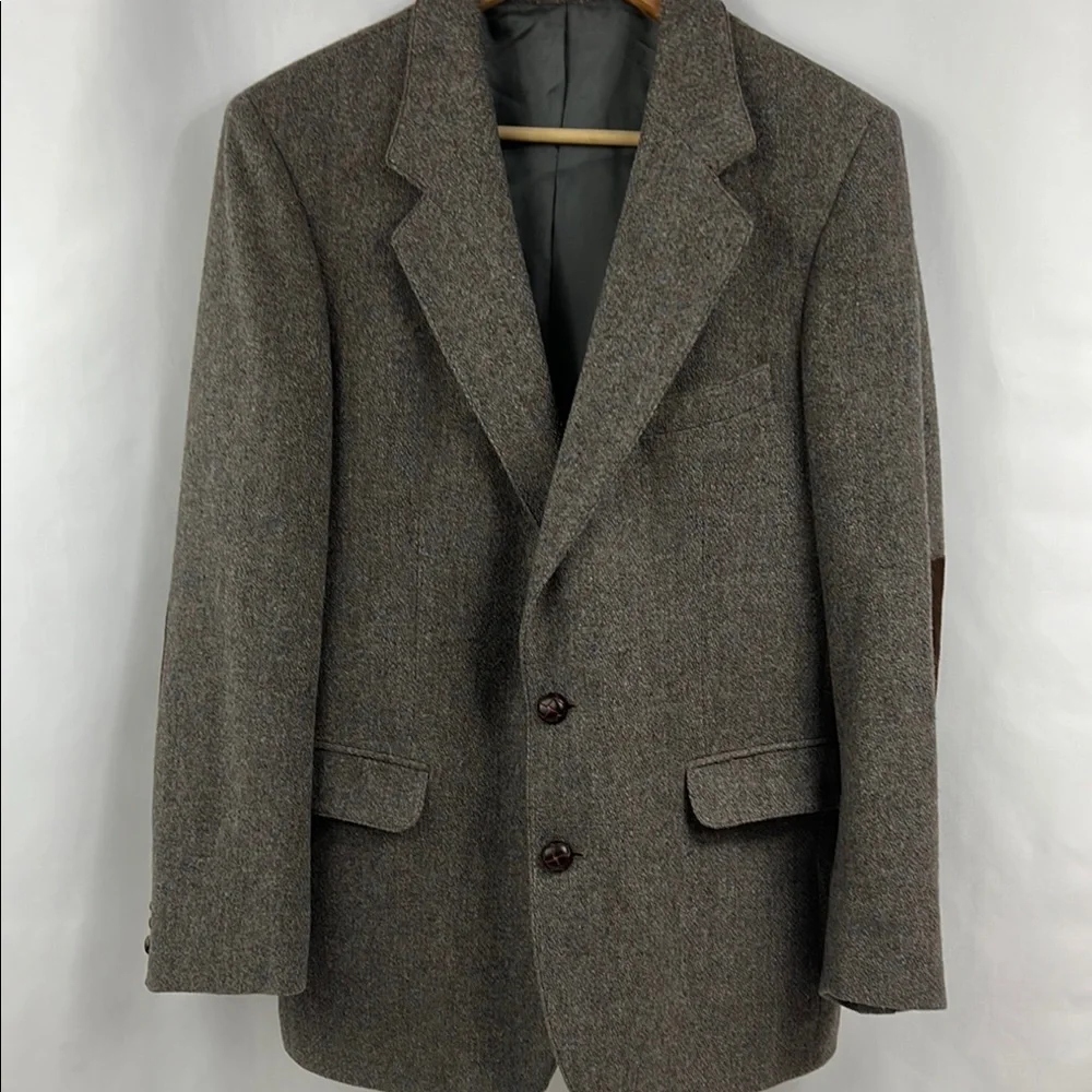 Vintage May‎ D&F Academia Gray Wool Sport Coat Professor Elbow Patches  Size M