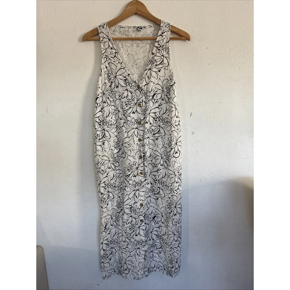 Old Navy Women's Sleeveless Maxi Dress Button Front Linen‎ Blend Maxi Size Small