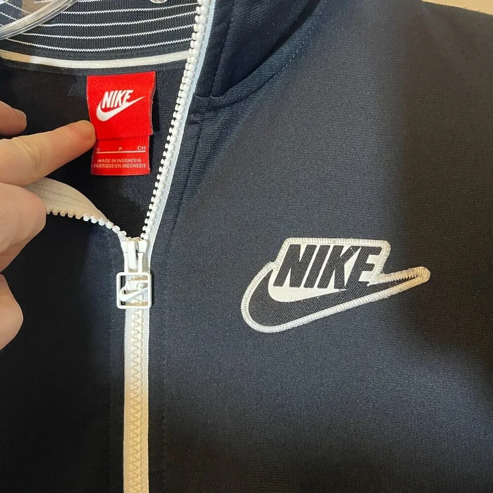Vintage y2k Nike Full zip‎ track jacket black and white women's small