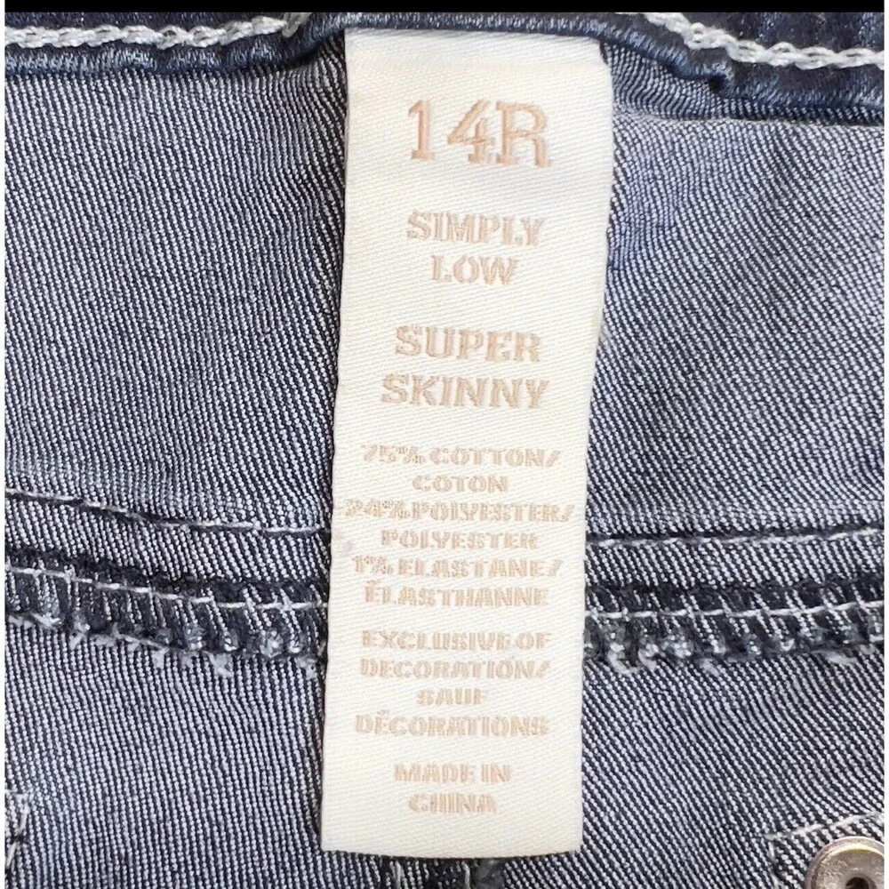 Justice Premium‎ Girls Denim Blue Jeans Simply Low Super Skinny Size 14R