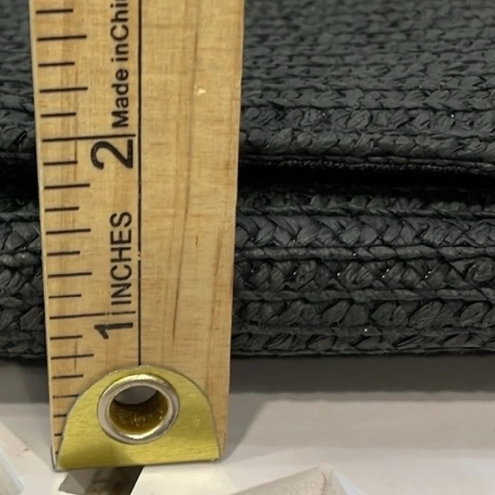 NEW Betmar‎ New York Packable Straw Clutch Black Womens NWT