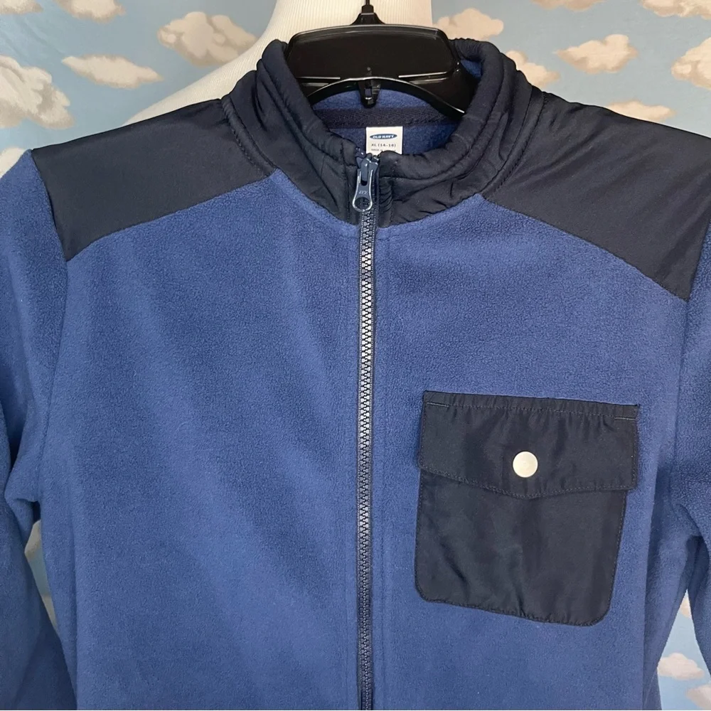 Old Navy Kids fleece‎ zip up jacket/sweatshirt Navy Blue XL (14-16) Cozy Soft