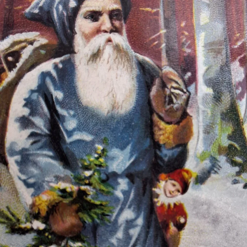 German Santa Claus Christmas Postcard wear adding