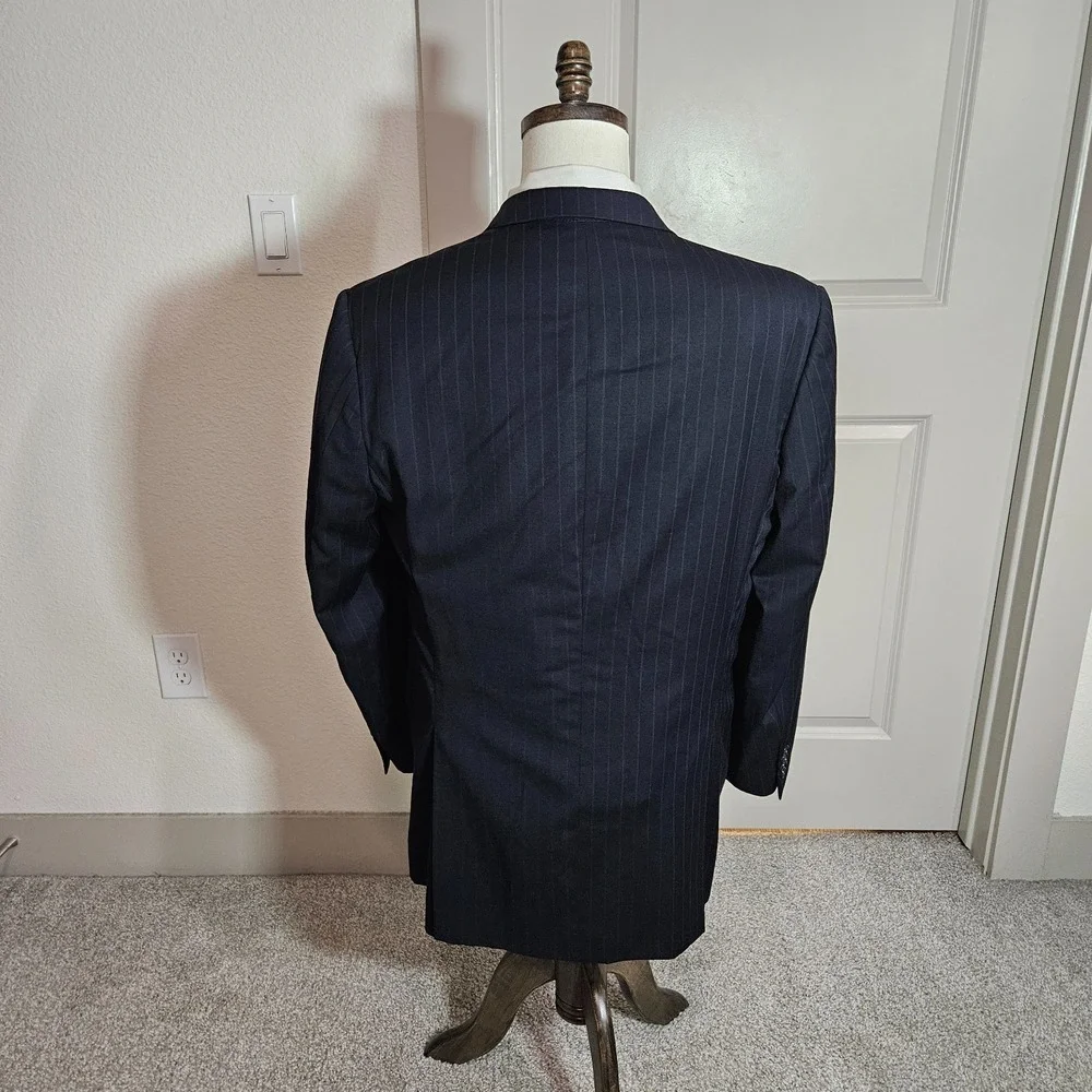 Burberry 42L Wool Suit Blazer Jacket‎ Men Navy Striped