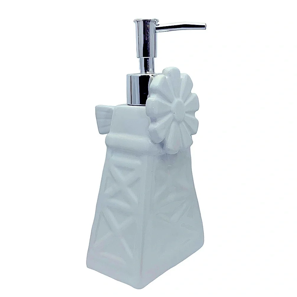 Farmhouse Windmill Soap Dispenser Lotion Pump Dispenser Ceramic White Silver