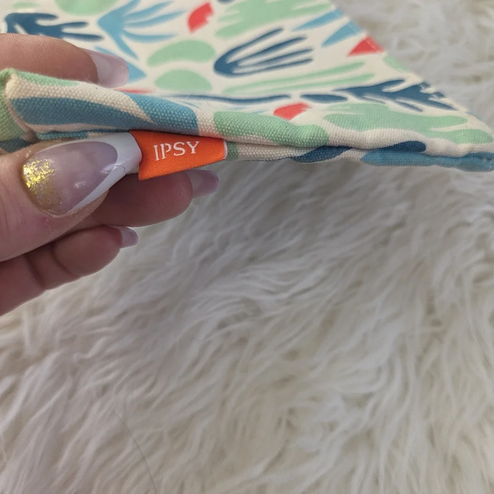 Ipsy Glam Bag Blue Orange Abstract Cosmetics Bag