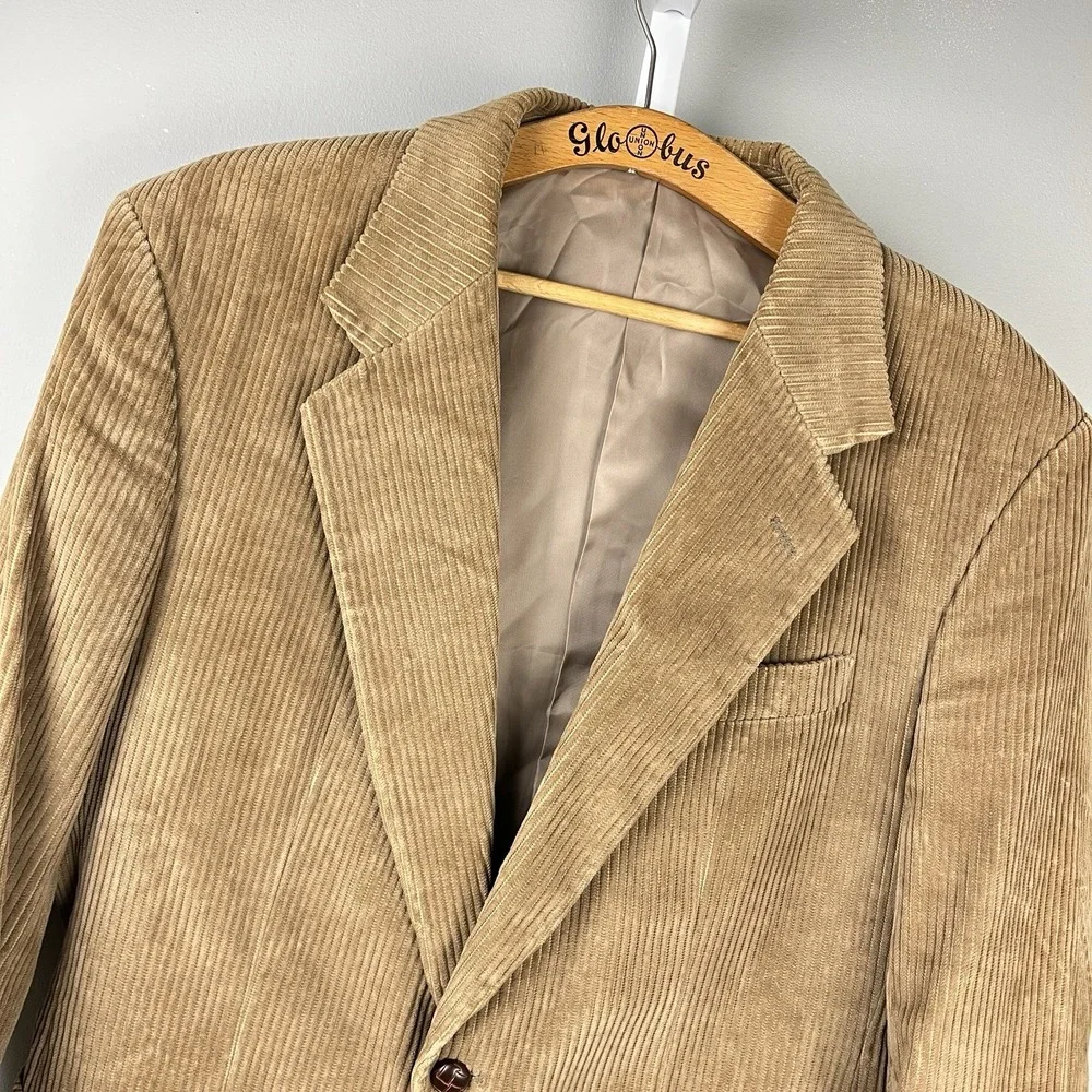 Vintage Circola Moda Mens 39R‎ Corduroy Blazer Sport Coat Jacket Tan Cotton