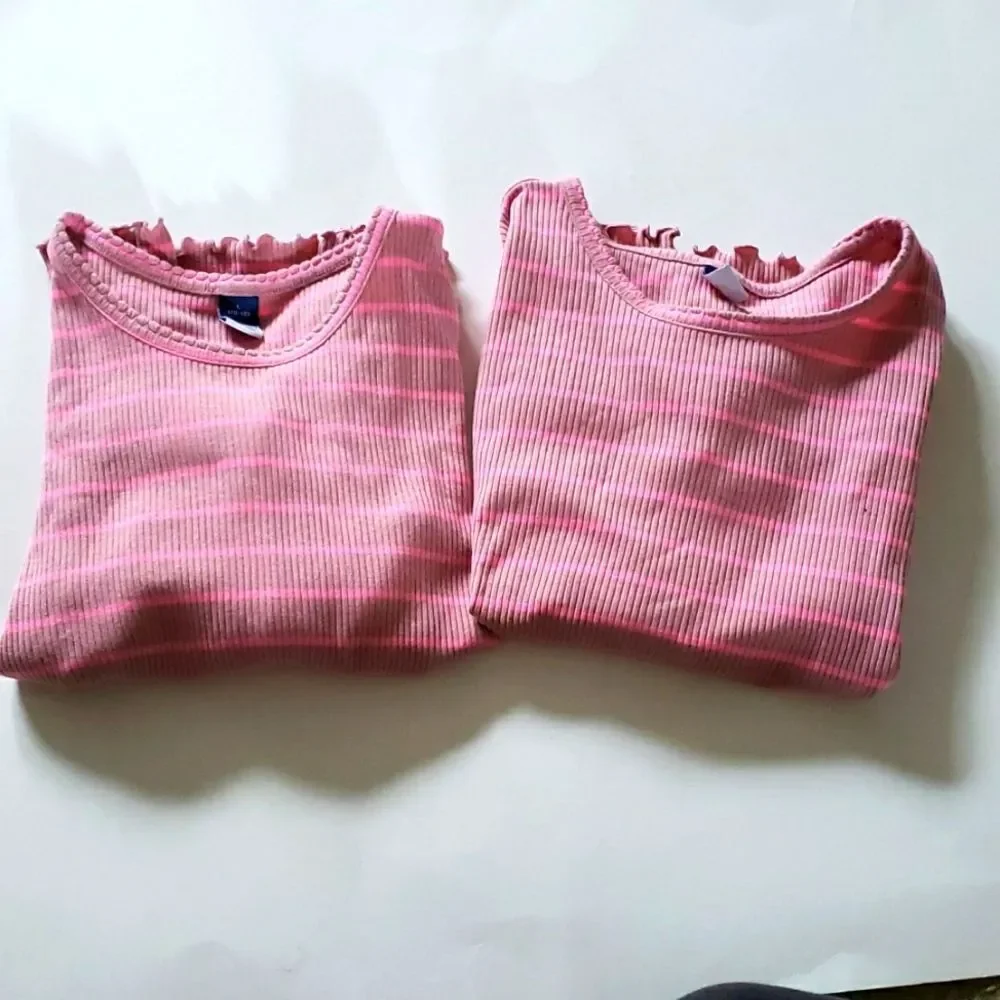 Girls Ribbed Stripped Long Sleeve Bundle of 2