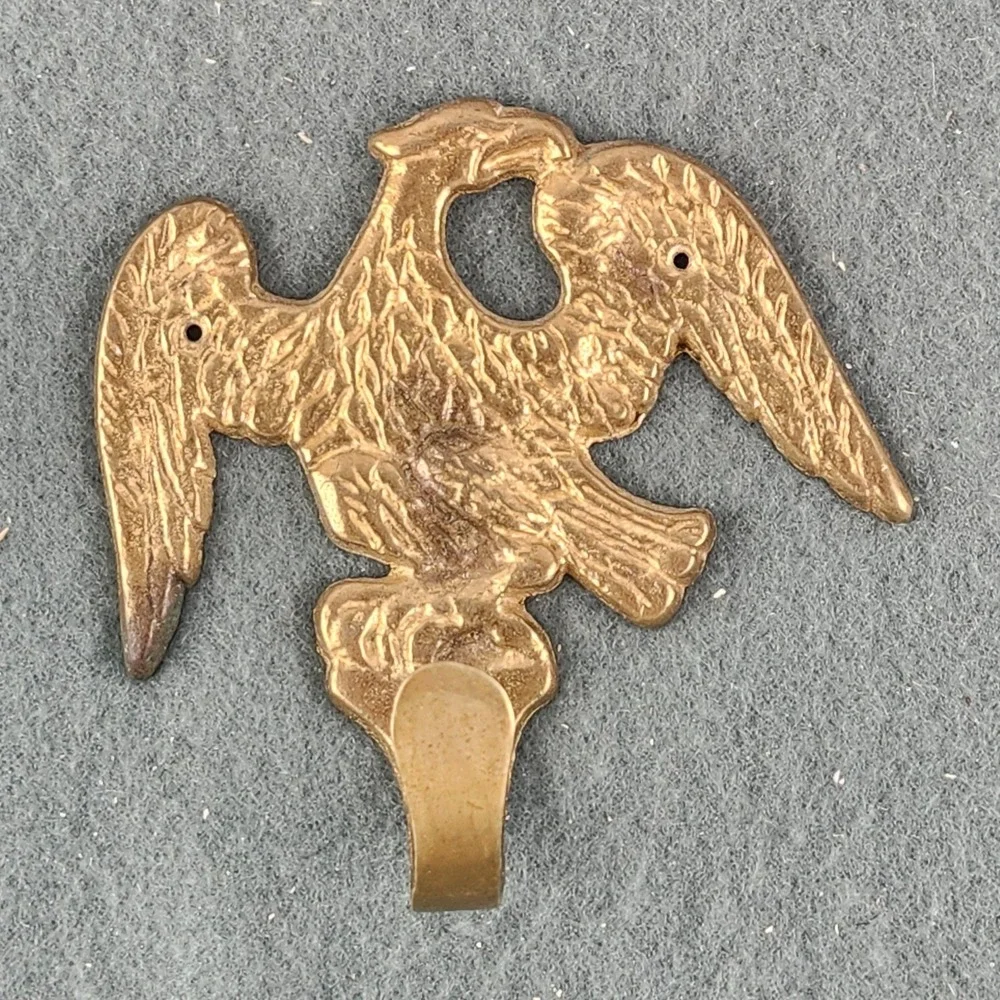 Vintage Solid Brass Eagle Wall Mount Coat Hat Hook Detailed Finish