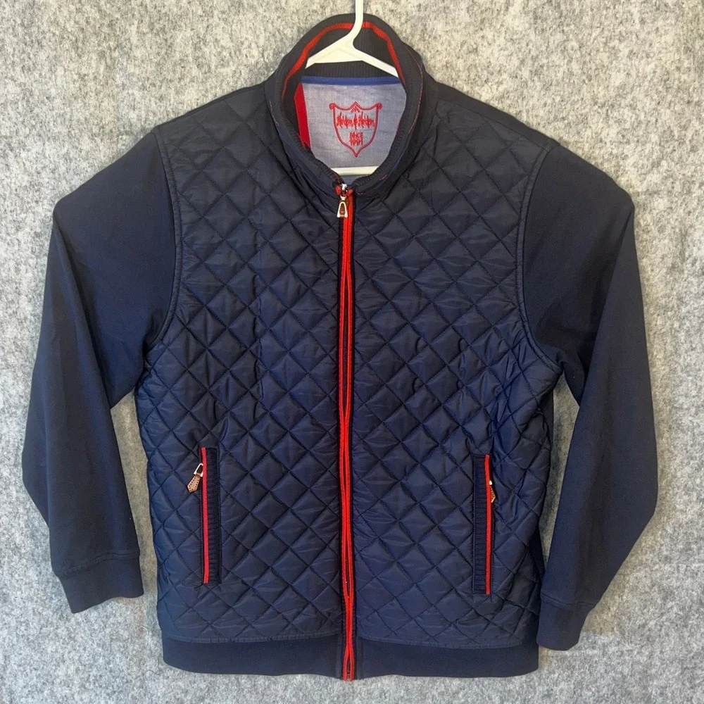 Hinton & Hinton Men's Navy Blue Quilted Hybrid Full Zip Jacket Size Medium