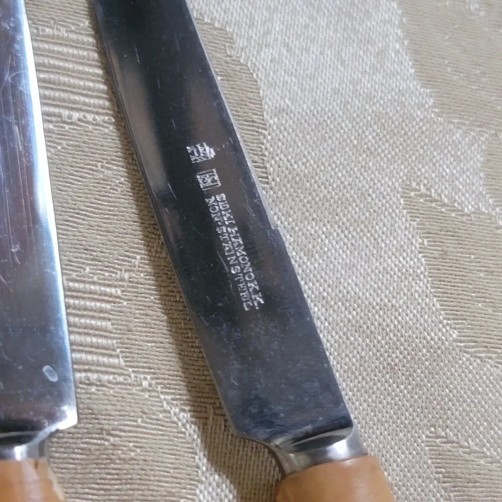 Seki Hamono KK Bamboo Handle Knives Set of 6 Cocktail/Appetizer New, old stock