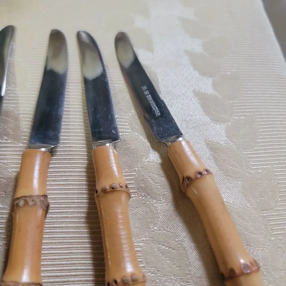 Seki Hamono KK Bamboo Handle Knives Set of 6 Cocktail/Appetizer New, old stock