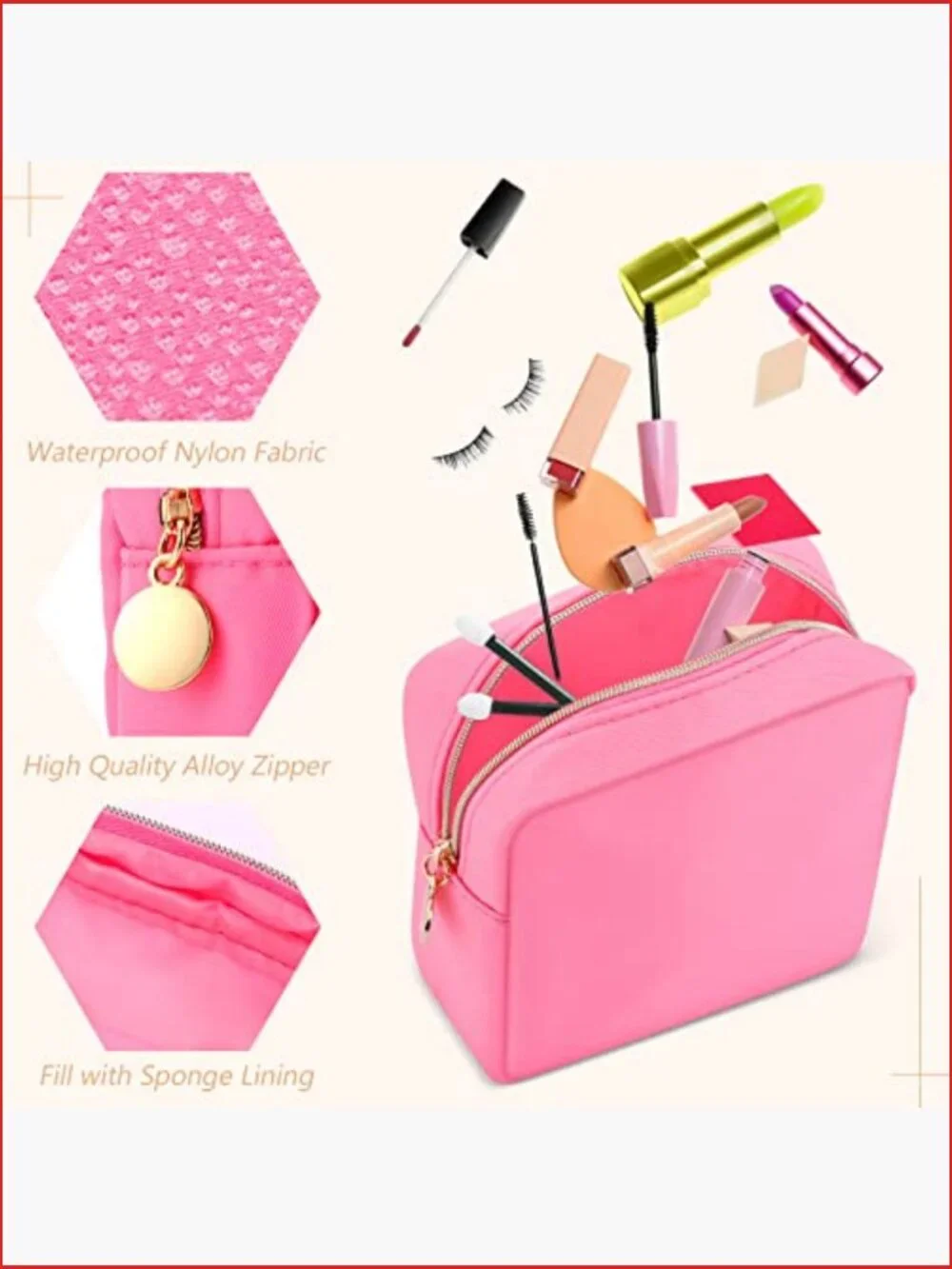 12 Pcs Mini Nylon Cosmetic Bags Pouch Set Zipper Closure Travel Makeup Organizer