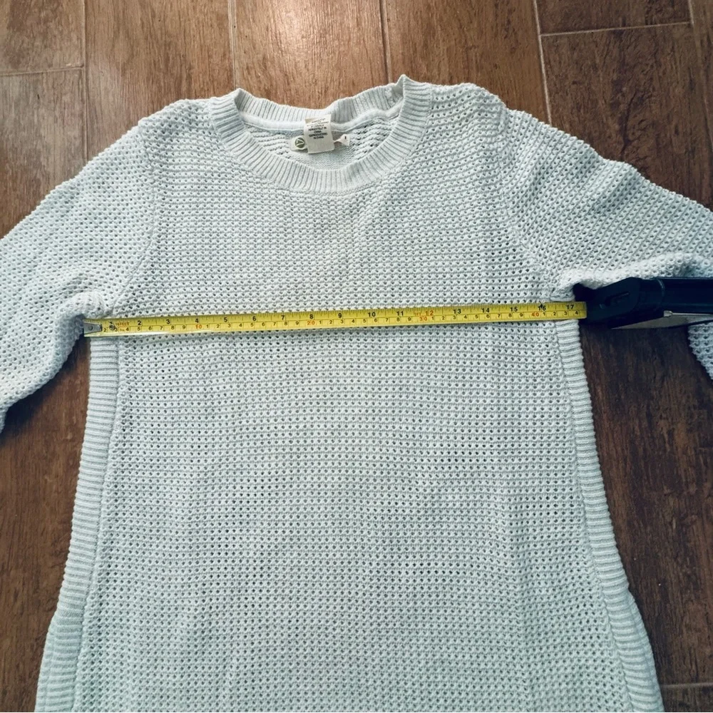 Open weave cotton blend white sweater